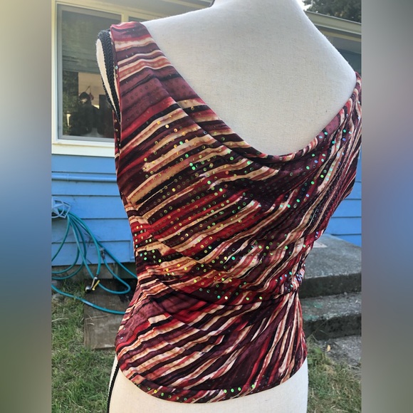 Vintage Y2K Sequin Abstract Striped Sleeveless Top - Picture 8 of 15